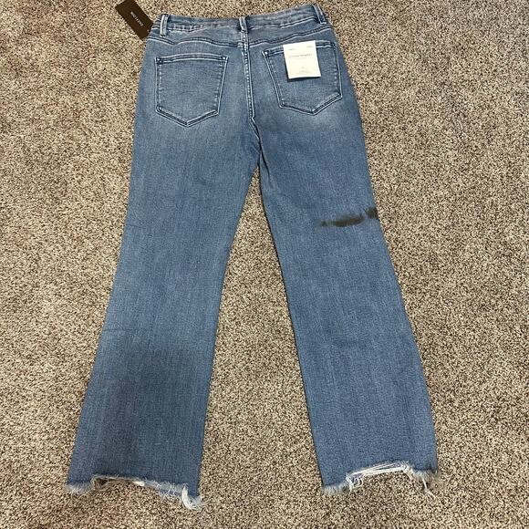 FLYING MONKEY Women's Frayed Hem Straight Leg Jeans Size 28 In Light Blue - Picture 5 of 16